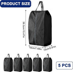5Pcs Large Travel Shoe Bags Portable Travel Gifts Shoe Organizer with Zipper Closure, Waterproof Nylon Shoe Storage Organizer with Handle Travel Bags For Men and Women, Black - Image 2