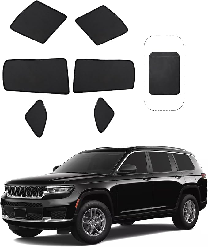 Front Side Half Window Shade Foldable Custom Fit for 2019-2024 Jeep Cherokee Car Window Shades for Side Window Sun Shade UV Protection Heat Insulation for Camping Sleeping 6PCS by FannycCargoCover
