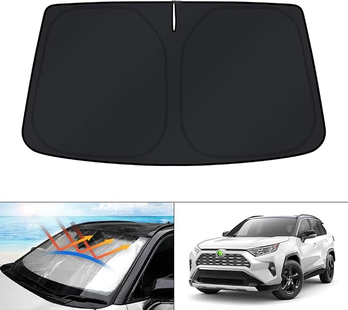 KUST Windshield Sun Shade for Toyota RAV4 2019-2022 2023 2024 2025 2026 Window Accessories Shade Sun Visor Cover Foldable Block UV Rays by KUST