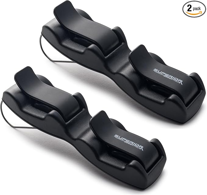 SUPERIOR ESSENTIALS Sunglass Holder for Car Visor Clip - Sun-Glasses Holder and Ticket Card Clips - Car Visor Accessories - Luxury Eyeglass Car Mount (Pack 2) by SUPERIORESSENTIALS
