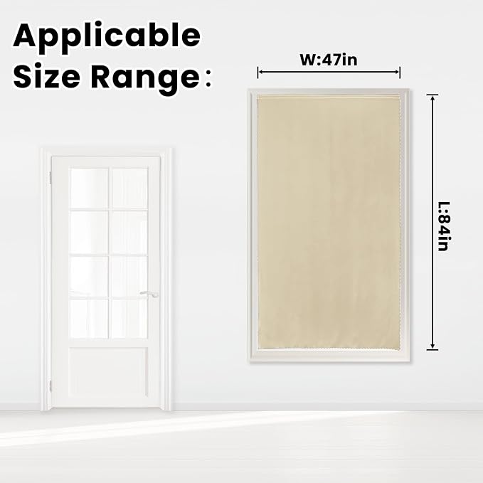 Self Adhesive Portable Blackout Curtains for Bedroom Easy to Install Window Thermal Lnsulated Kitchen Room Darkening Small Window Curtains, 47" W X 84" L, Beige, 1 Panel - Image 7