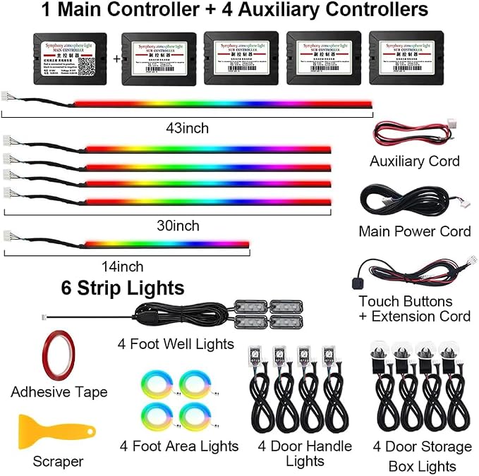 Acrylic Interior Car LED Strip Light, Dreamcolor 22-in-1 RGB Ambient Lighting with APP, 16 Million Colors 175in 600LED Music Sync Lights for Night Driving, Home, Camping & Gift Decor - Image 7
