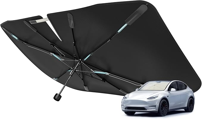 Nmoiss 2026 Windshield Sun Shade Umbrella [Vinyl Coating Heat Shield] | Protect Car from Sun Rays & Heat Damage Keep Cool and Protect Interior, Spring Structure Edge Medium 56" L x 31" W by Nmoiss