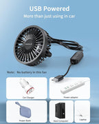 TriPole Car Fan USB Powered, 360°Rotation Portable Cooling Fan for Car Vent | 3-Speed USB Car Fan, Vent Clip Design, Powerful Wind, Quiet Brushless Motor, Air Circulation for Vehicle, Van, Truck, SUV, RV - Image 6