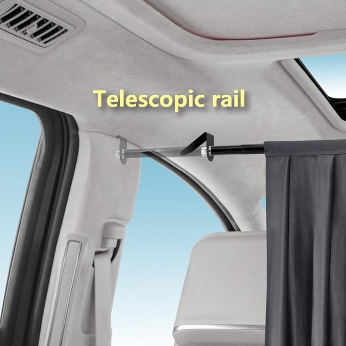 Car Privacy Curtains, Blackout Car Curtains with Rod for Backseat | Car Divider Curtain, Universal for Vehicles Up to 55", SUV, Minivan, Pickup, Crossover, 55"x33" - Image 5