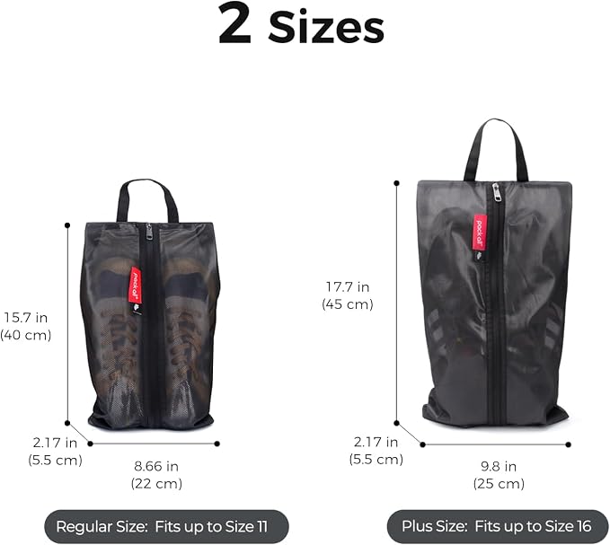 pack all Shoe Bag for Travel, Water-Resistant Shoe Pouch for Sports | Odor-Resistant, Dustproof, Portable, Soccer Cleats & Gym Storage, Fits Up to Size 11, 2 Pack, Black - Image 4
