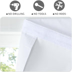 RYB HOME 100% Blackout Door Curtains, French Door Window Cover, Pure White | Self Adhesive, Privacy Glass Window Blind, Small Window Drape, Thermal Insulated, W30 x L40, 1 Panel - Image 7