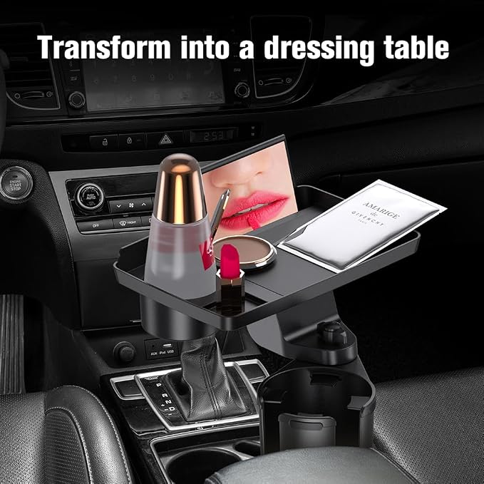 Car Cup Holder Tray，Automotive Cup Holder Expander for car，Large Drink Holder，10” Detachable Car Food Tray Table for Eating with Anti-Slip Base,Fit for Front & Back Seat - Image 4