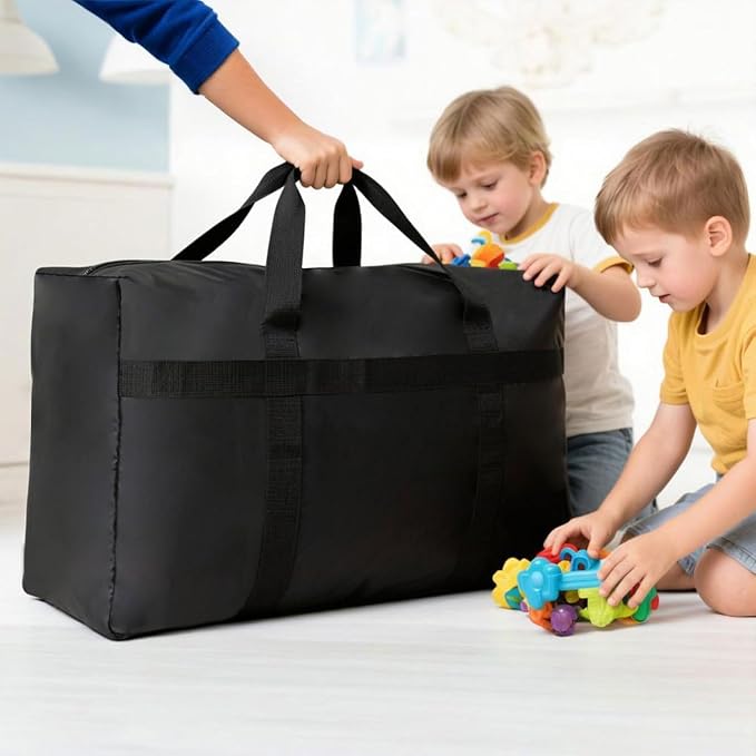 Extra Large Moving Bags with Strong Zippers and Carrying Handles | Storage Bags Organizer Duffle Bag Packing Bags for Moving, Storage, Travel and Camping, Totes for Space Saving, 1 Pack - Image 4