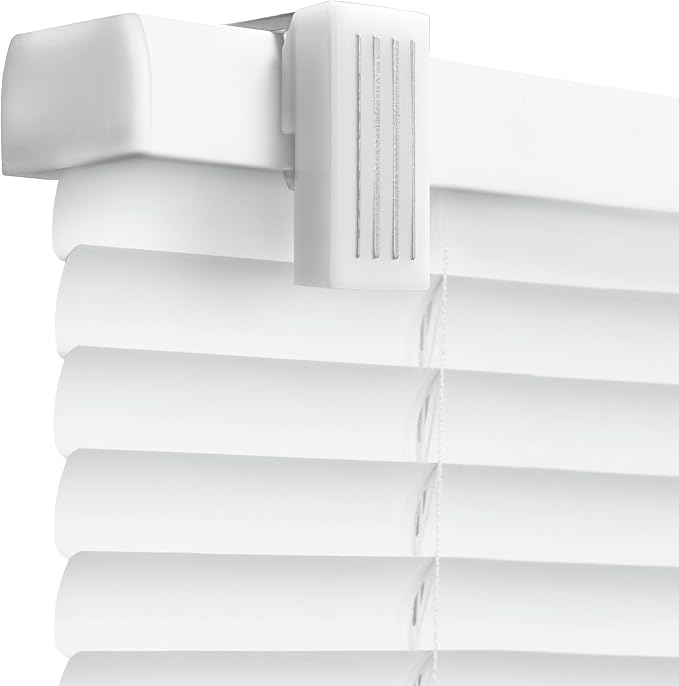 REGAL estate Strong Hold Magnetic Door Mini Blinds, White, 25 x 84 in | No-drill installation, Ideal for offices, kitchens, and magnetic steel entry doors, Light filtering, Cordless 1 in slats by REGALESTATE