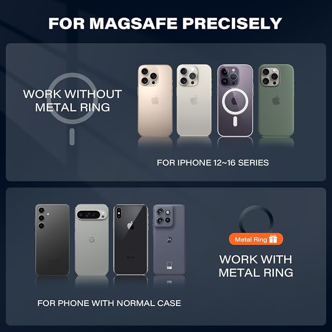 APPS2Car Magnetic Cup Holder Phone Holder -Designed for iPhone MagSafe Case - [Not Charging] (Gray-MagSafe) - Image 7