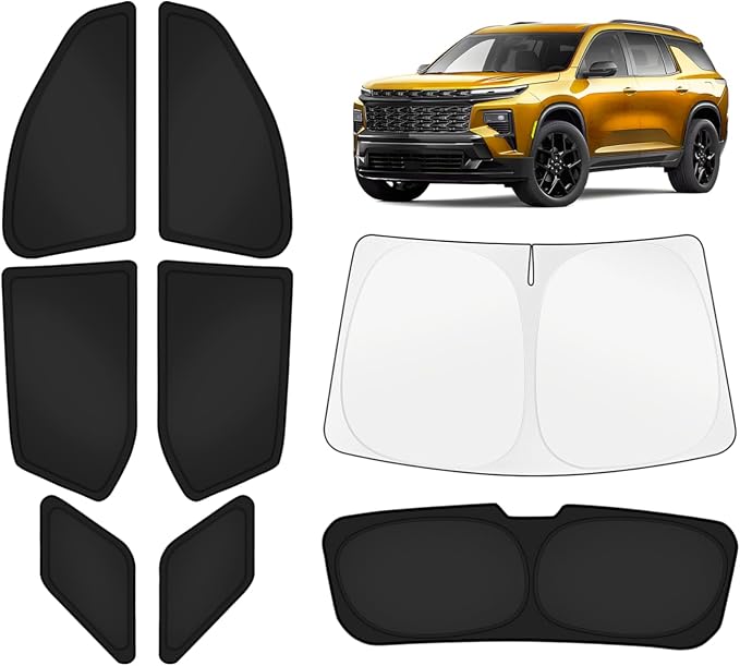 KUST Car Window Shades for Chevy Traverse 2018-2023 Windshield Sun Shade Side Window Cover UV Block Privacy Protection Traverse Accessories for Camping Blackout Rear Back Full Set 8PCS by KUST
