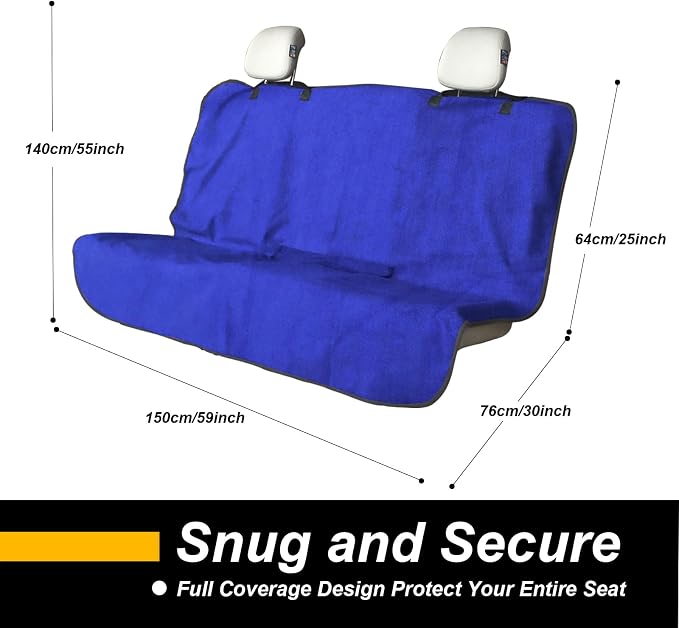 Back Seat Cover for Car Trucks Van SUV Jeep,Waterproof Rear Bench Towel Seat Covers for Dogs and Kids,Automotive Backseat Protector (Blue) - Image 4