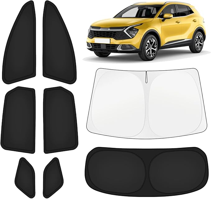 KUST Car Window Shades for Kia Sportage 2023-2025 2026 Windshield Sun Shade Side Window Cover UV Block Privacy Protection Sportage Accessories for Camping Blackout Rear Back Full Set 8PCS by KUST