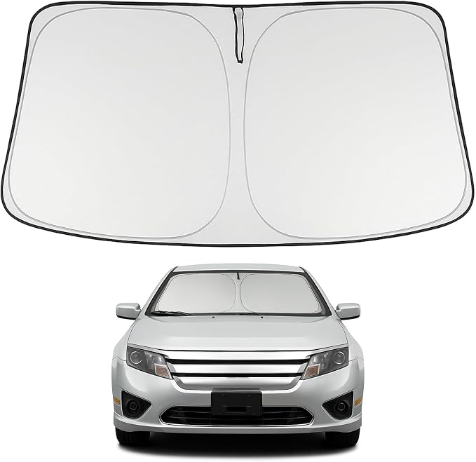 Proadsy Custom Fit 2006-2012 Ford Fusion Windshield Sun Shade, Blocks Heat | 240T Heat Shield, Drops Temp 54°F, Blocks 99% UV, Prevents Dashboard Cracking, Summer Parking & Beach Trips, Easy Twist-Fold by Proadsy