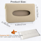 Car Tissue Holder, Sun Visor Tissue Holder, Car Visor Napkin Holder, PU Leather Backseat Tissue Case Holder for Auto Vehicle with Zipper (Beige) - Image 2