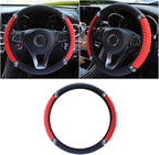 JOYCOURT 15 Inch Bling Soft Leather Car Steering Wheel Cover, Red | Colorful Rhinestones Design, Auto Elastic Protector for Women Girls, Crystal Diamond Car Accessories for Most Cars, SUVs by JOYCOURT