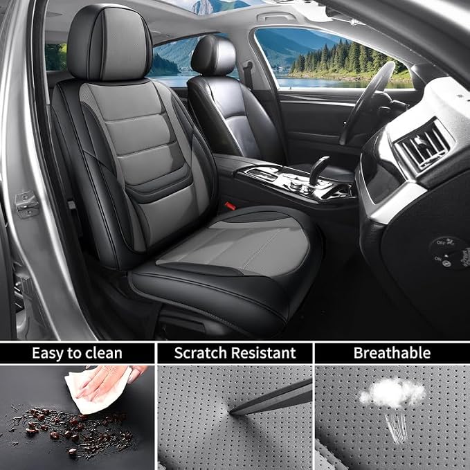 Car Seat Covers Full Set Custom Fit For Lexus GX460 2008-2023, Black&Gray | Lumbar Support, Premium Faux Leather, Breathable, Anti-Slip, Airbag Compatible, Waterproof, Car Seat Protectors, 2 Row-5Seat - Image 6