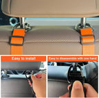 Car Headrest Hooks, Backseat Storage Organizer Hangers, Universal Vehicle Seat Back Hooks, 4 Pack (Orange) - Image 4