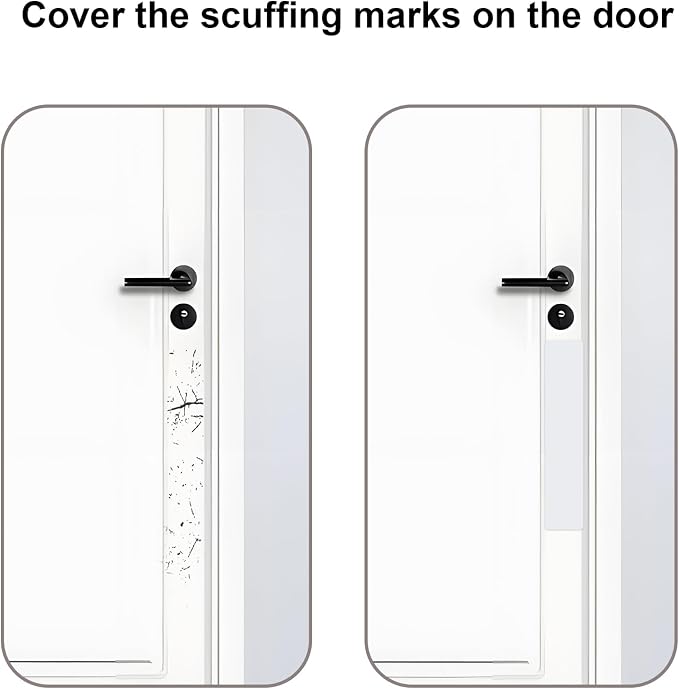 Dog Door Protector from Scratching, Steel Guard, Gloss White 4"x16" | Prevents Claw Marks & Scuffs, Smooth Rounded Corners, Self-Adhesive Install, Anti-Scratch Kick Plate, 2 Pcs - Image 4
