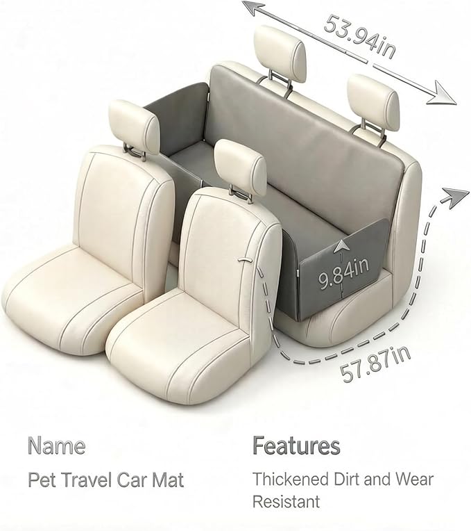 Dog Car Seat Cover,100% Waterproof Pet Backseat Cover,Car Seat Cover for Dogs,Duty Scratch Proof Nonslip Backseat Dog Cover for Car/SUV/Truck - Image 3