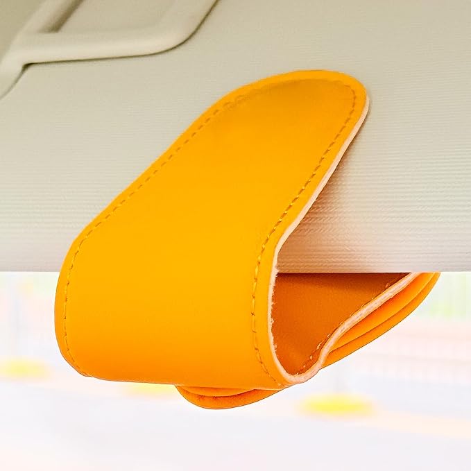 American Flag - Car Sunglass Holder, Magnetic Leather Eyeglass Hanger Mount Clip Holder for Car Visor Accessories (Yellow) | Magnetic Leather - Image 4