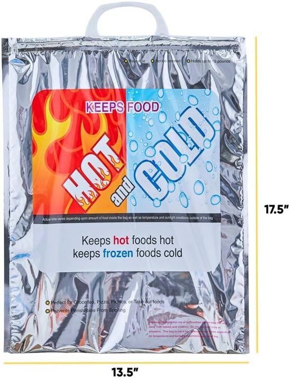 Superio Hot and Cold Insulated Bags for Food Delivery, Grocery Shopping Bags, Food Storage for Hot and Frozen Food for Travel, Disposable Cooler Bag, Reinforced Thermal Lunch Bag (10, 13.5"x17.5") - Image 2
