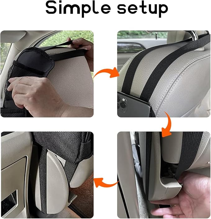 Car Seat Side Organizer, Front Seat Storage Hanging Bag Mesh Pocket Stuff Holder, Multi-Pocket Vehicle Storage Net Organizer for Drink Glasses Phone Wallet, Car Accessories - Image 5