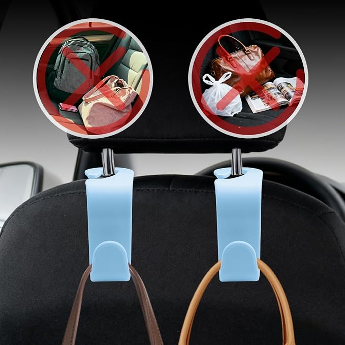 4PCS Car Seat Headrest Hooks, Purse Hook for Car | Car Headrest Hidden Hook, Car Interior Accessories Multi-Use Portable Headrest Organizer Holder for Purse Handbag Coats - Image 5