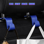 4 Pack 4.13 Inch Car Seat Headrest Hooks, Blue | plastic body, supports up to 55 lb, tool-free post fit, rotates beneath headrest when idle, interior storage accessory - Image 3