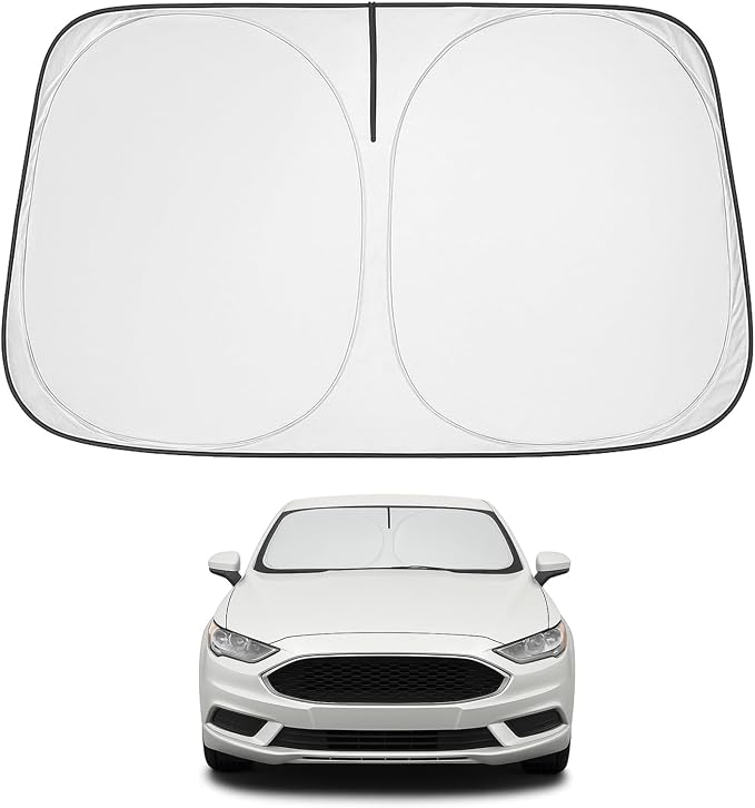 Proadsy Custom Fit 2013-2021 Ford Fusion Windshield Sun Shade, Blocks Heat | 240T Heat Shield, Drops Temp 54°F, Blocks 99% UV, Prevents Dashboard Cracking, Summer Parking & Beach Trips, Easy Twist-Fold by Proadsy