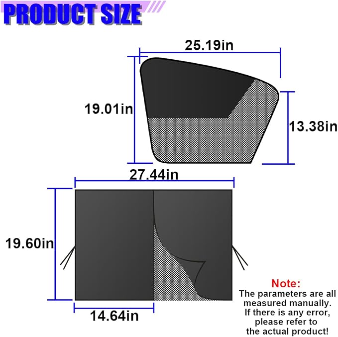 4PCS Magnetic Car Window Sun Shade, Block Light & Privacy Protection Curtains, Universal Vehicle Side Window Cover for Camping, Breastfeeding, Taking a Nap, Changing Clothes(AB) - Image 2