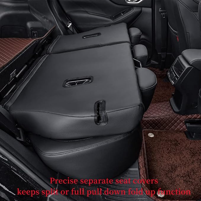 Car Seat Covers for 2009-2013 Subaru Forester,Rear w/Armrest,Faux Leather | Full Set Suv Seat Cushion,Easy Installation,Factory Look,Waterproof Car Seat Protector (Black-Diamond) - Image 6