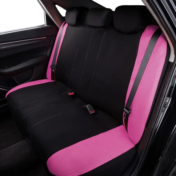 Flying Banner Butterfly car seat Covers ful Set Fashion Universal Lady Woman Female Rear Bench Split Colorized (Full Set, Pink) - Image 7