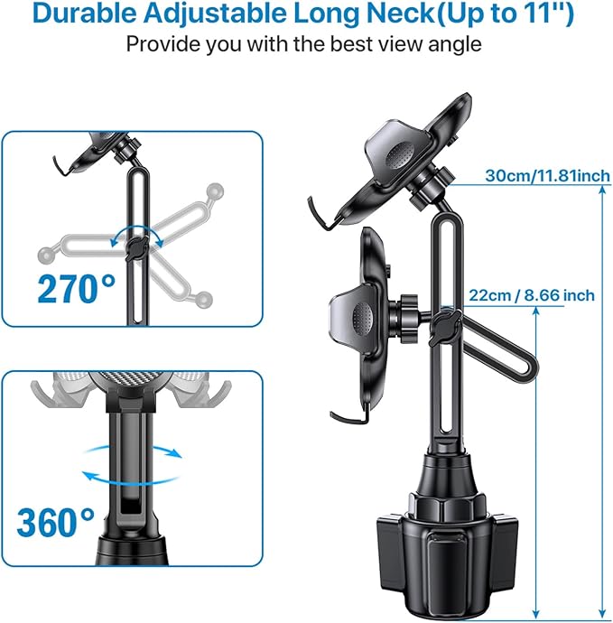 miracase 2025 Upgraded Universal Cup Phone Holder for Car, [Rotatable & Adjustable] Long Neck Car Cup Holder Phone Mount Compatible with iPhone, Samsung, Google & More Smartphones - Image 5