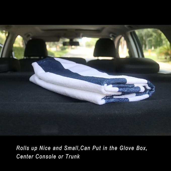 Car Seat Cover Protector Front Seats,for Gym Workout,Running,Swimming,Beach and Hiking,Waterproof Sweat Towel Bucket Seat Covers for Cars SUV Trucks (Blue Stripe, 1Pcs) - Image 7