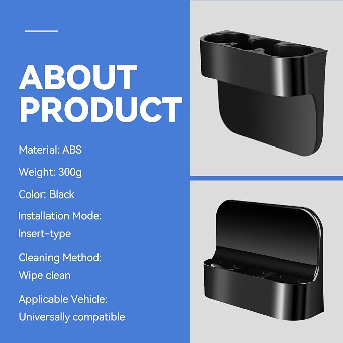 2PCS Seat Wedge Cup Holder for Car, Seat Gap Filler Cup Organizer Storage Box with Coaster(Black) - Image 5