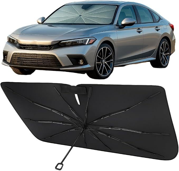 Proadsy Custom Fit Windshield Sun Shade Umbrella for 2022-2026 Honda Civic | Advanced Ice Crystal Material, -54°F Cooler, Zero-Gap Sunblock, Instant Setup & Foldable Design for Summer Parking, Daily Use by Proadsy