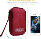 Electronic Organizer Bag Cable Organizer Travel Cord Organizer Case Pouch Portable Carrying Case for Charger Hard Drive Earphone USB SD Card (Red) - Image 3