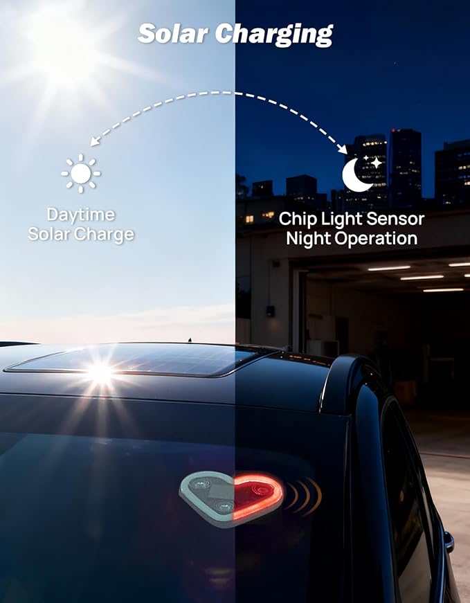 JOYTUTUS Heart Light for Car Solar Powered Heart Neon Light Car Led Lights Interior for Outdoor/Interior Car/Room Red - Image 3