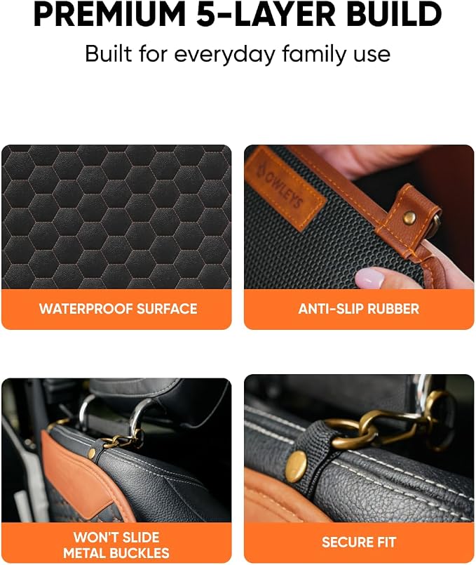 Kick Mat Back Seat Protector - Car Back Seat Cover for Kids Feet - Waterproof & Sturdy Protector for Upholstery from Dirt, Mud, Scratches and Stain (Hexy 2 pcs) - Image 5