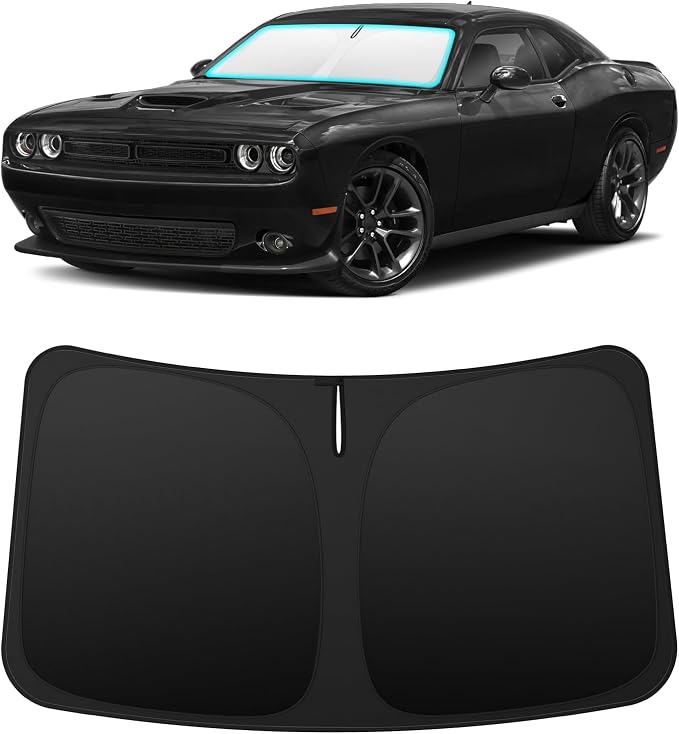 INSAUTO Custom Fit Windshield Sun Shade for Dodge Challenger 2015-2023 | Foldable Front Window Sunshade Car Accessories, UV & Heat Reflector, Keeps Interior Cool, Includes Storage Bag by INSAUTO