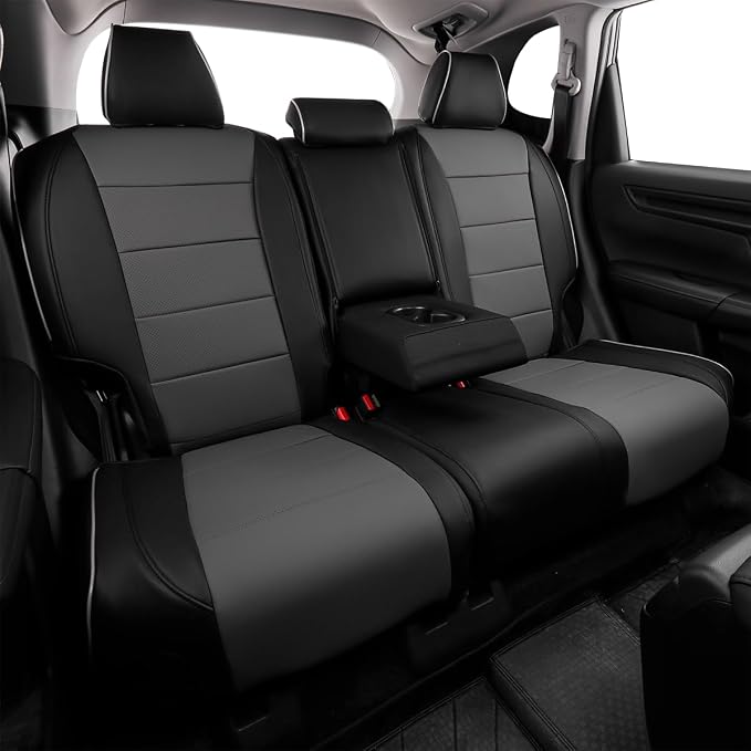 EKR Car Seat Covers for Honda CRV 2023-2026 Leatherette Full Set | Custom Fit for Honda CRV 2023 2024 2025 2026 Easy-Wipe Protection,Faux Leather(Black/Gray) - Image 5
