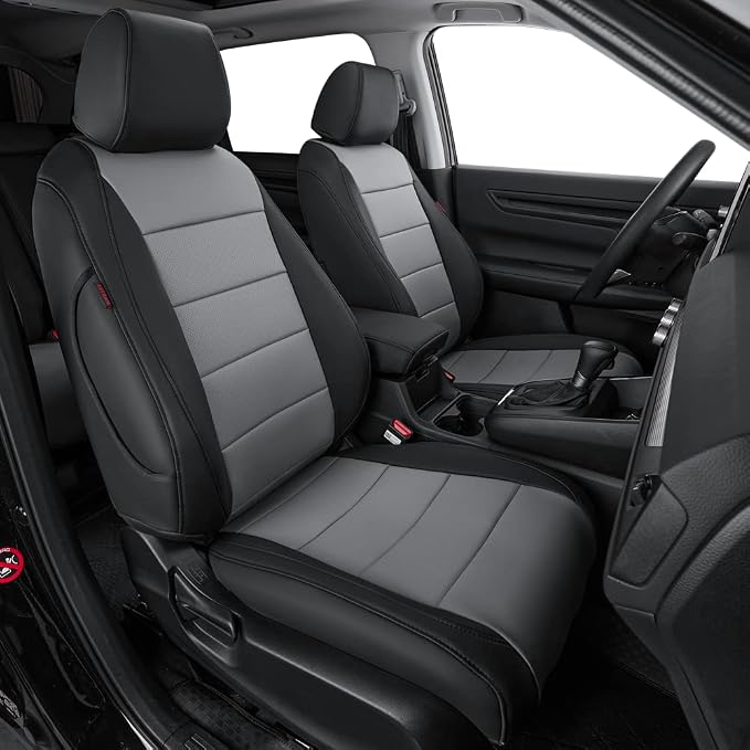 coverdream Custom Seat Covers for 2015-2016 Honda CR-V,Premium Faux Leather Car Seat Cover Set,Full Set Waterproof SUV Seat Protector,Armrest Covers Included (Black/Gray) by Coverdream
