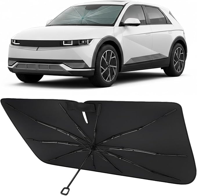 Proadsy Custom Fit 2022-2026 Hyundai Ioniq 5 Windshield Sun Shade Umbrella | Advanced Ice Crystal Material, -54°F Cooler, Zero-Gap Sunblock, Instant Setup & Foldable Design for Summer Parking, Daily Use by Proadsy