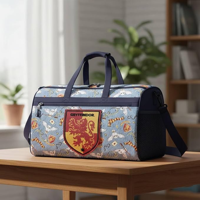 Harry Potter Gryffindor Kids Duffle Bag 16.5" – Travel & Sports Bag with Zipper Pocket, Mesh Sides & Strap - Image 2