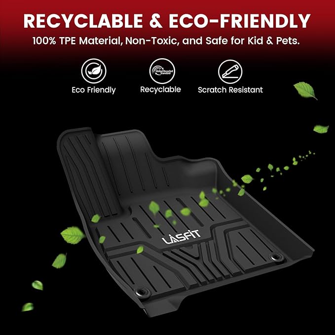 LASFIT Floor Mats for Honda CR-V 2023-2026 (Gasoline & Hybrid & e:FCEV) | All Weather Custom Fit Anti-Slip TPE Floor Liners 1st & 2nd Row & Cargo Liner (Upper Position), Full Set - Image 5