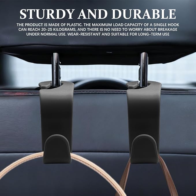 4PCS Car Seat Headrest Hooks, Purse Hook for Car | Car Headrest Hidden Hook, Car Interior Accessories Multi-Use Portable Headrest Organizer Holder for Purse Handbag Coats - Image 3