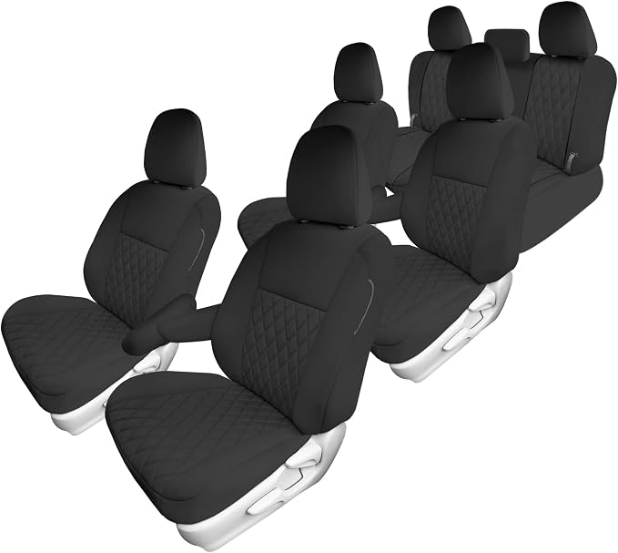 FH Group Custom Fit Car Seat Covers Specifically Made for 2011-2020 Toyota Sienna 7 Seater with Ultraflex Neoprene Water Resistant Automotive Seat Covers - Full Set Black by FHGroup