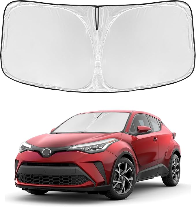 for Toyota CHR 2018-2024 Windshield Sun Shade - 4 Layers Car Sunshade | Front Windows Shade Cover Custom Fit CHR Sun Visor 250T Retractable Shade Blocks UV Rays Car Accessories by ZOIBVCARSUNSHADE